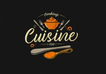Cooking, cuisine logo icon and label for design menu restaurant or cafe