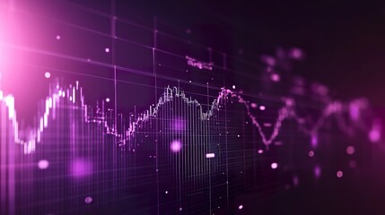 Abstract financial data visualization with glowing purple lines and points.