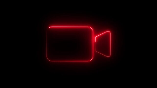 Neon, Glowing, Colorful video icon animation. camera frame ,photograph motion graphics. video camera ico 4k video footage.