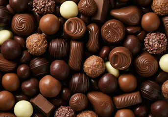 Fantastic mix of chocolate candies top view