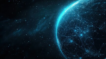 Fototapeta premium Futuristic Global Network Abstract Earth with Glowing Connections and Starry Space Background - Digital Art