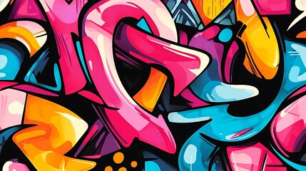 Naklejka premium Colorful abstract graffiti art seamless background. 