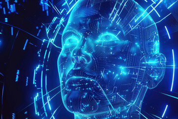 An ai generated head embedded in circuitry on a motherboard