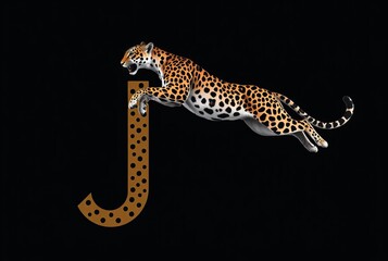 _ . J (Jaguar Pose) - Action Shot A letter 'J' formed by a jagua