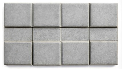 Naklejka premium Twelve light gray square paving stones arranged in a grid pattern, showcasing a subtle textured surface