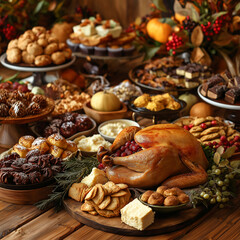 Holidays bring family and friends together with a table spread filled with food  