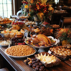 Holidays bring family and friends together with a table spread filled with food  