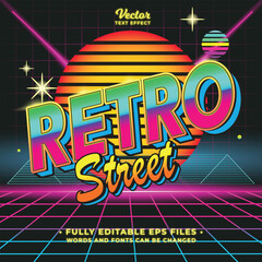 retro 80s pop street style text effect editable eps cc