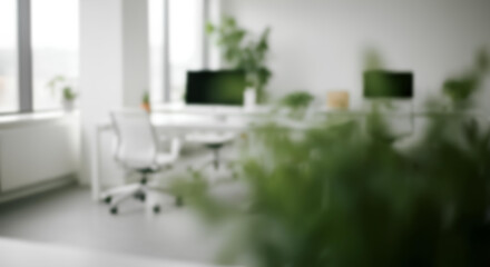 清潔感のあるオフィス背景、デフォーカス写真｜Clean office background, defocused photo