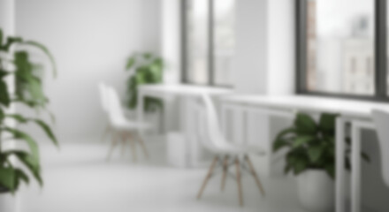 Fototapeta premium 清潔感のあるオフィス背景、デフォーカス写真｜Clean office background, defocused photo