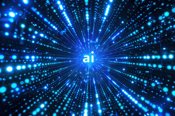 Fototapeta premium The letters AI in glowing blue embedded in a circuit board