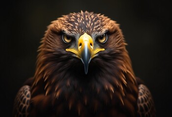 Obraz premium A striking close-up of a majestic golden eagle showcasing its fierce gaze and intricate feather details, This image is ideal for wildlife articles