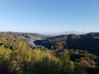 Scenic Reservoir with Rolling Hills