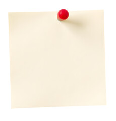 empty sticky note or black paper push pin with thumbtack isolated on transparent background