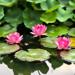 pink water lilies