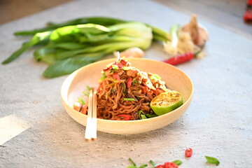 Modern Asian-Inspired Dish with Konjac Noodles, Chicken, and Vegetables