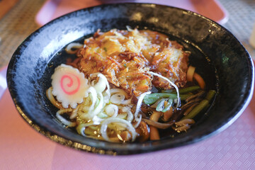 Delicious bowl of ramen with toppings