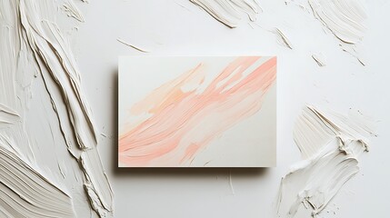 Abstract Peach and White Paint Strokes on Canvas