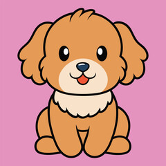 Obraz premium Cute Baby Cartoon Bolonka Dog sitting Vector Illustration Design 