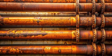 Fototapeta premium A Corroded Tapestry of Industrial Pipes Layers of Oxidized Metal Reflecting Time and Decay