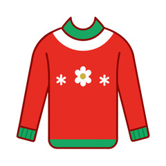 Christmas sweater flat sketch with color