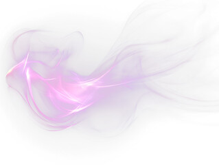Abstract purple and pink glowing smoke or energy wave on black Transparent Background.