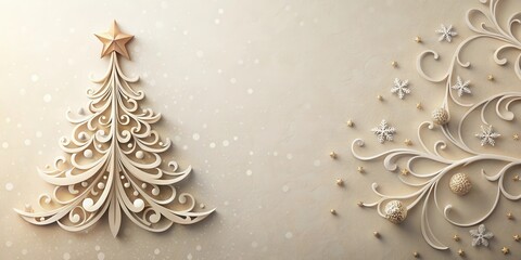 Elegant Papercut Christmas Tree Design with Festive Ornamentation