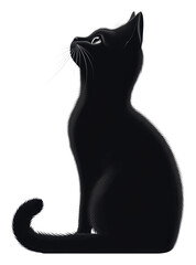 Obraz premium Black cat sitting gracefully with its tail curled isolated on transparent background
