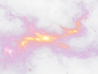 Abstract cosmic nebula with swirling purple and orange clouds, glowing embers.