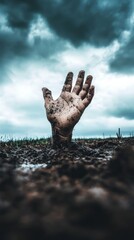 Captivating image of a mud-covered hand