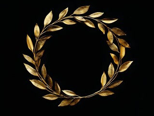 Obraz premium Golden logo frame,Elegant Golden Laurel Wreath Emblem