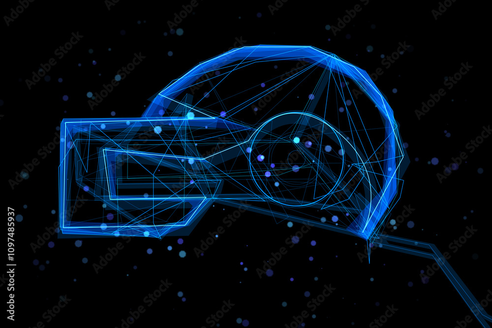 Aufkleber virtual and augmented reality concept with digital blue human head silhouette with goggles or vr hea