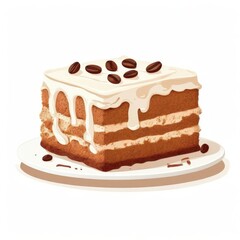 the AI Image Generator, Coffee Cream Cake Slice With Chocolate Drizzle and Beans
