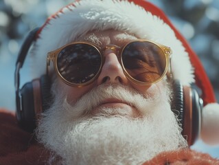 Person in Santa Hat with Sunglasses