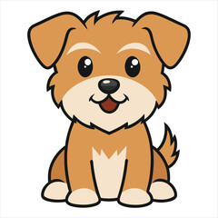 Cute Baby Cartoon Border Terrier Dog sitting Vector Illustration Design