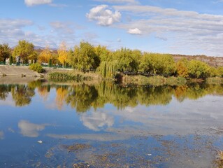 autumn landscape with lake