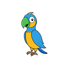 parrot on a branch cartoon vector illustration 