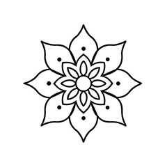 mandala  black and white flower 