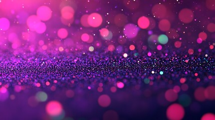 Close-Up of a Purple Background With Glittering Particles and Soft Bokeh Creating a Magical and Dreamy Abstract Design