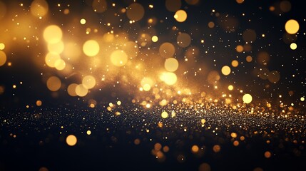 Obraz premium Golden Lights Sparkling Against Black Background Creating a Luxurious and Festive Abstract Design