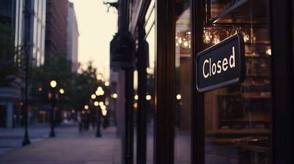 Closed boutique storefront with elegant window display, symbolizing the end of a day and the anticipation of a new beginning