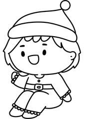 Christmas costumes Cute, Kids, Children, Clipart, PNG, Transparent, Holiday, Festive, Costume, Santa, Red, Cartoon, Doodle, Illustration