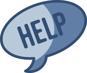 help message icon, customer support symbol, transparent background. replaceable blue color design