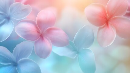 Fototapeta premium A soft, pastel background featuring delicate flowers in shades of blue and pink.