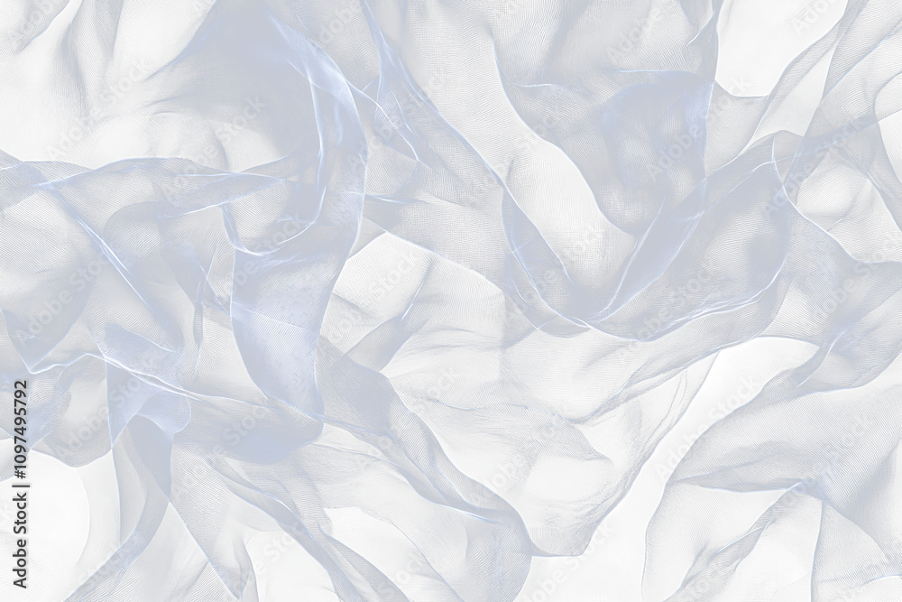 Poster abstract image of flowing, translucent fabric on black transparent background.
