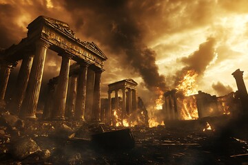 Fototapeta premium Ruins of ancient temple in the night