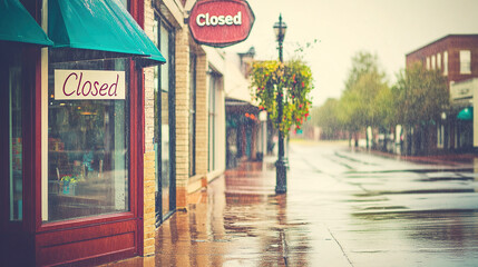 Naklejka premium Closed boutique storefront with elegant window display, symbolizing the end of a day and the anticipation of a new beginning