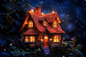 Obraz premium A light dollhouse, set in themed fantasy world.
