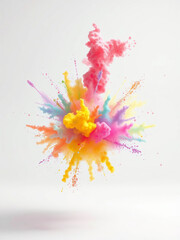 Obraz premium colorful rainbow holi paint color powder explosion in a vast empty space, holi colors, colorful powders, colorful explosion, rainbow colors, empty space