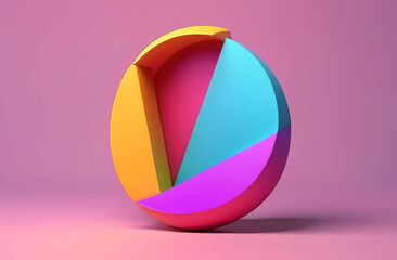 Abstract colorful shape, minimalist background design, 3d render